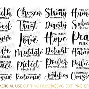 24 Bible Verses Bundle SVG, Faith Svg, Religious Svg, Jesus Svg, Svg Files For Cricut, Bible Svg, Christian Svg, God Svg, Cut Files, Cricut