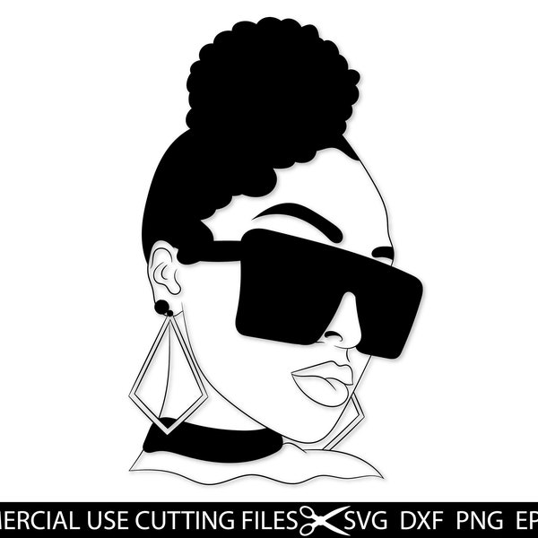 Afro Diva SVG, Diva, Queen Boss, Lady, Black Woman, Glamour, Africa, Nubian, Melanin, SVG, PNG Vector Clipart Silhouette Cricut Cut Cutting