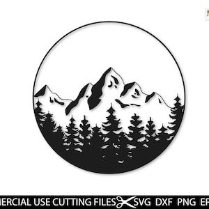 Mountain SVG, Trees Svg, Mountain Svg Outline Camping Outdoors Adventure Svg, Mountains And Trees Svg, Commercial Use Svg, Silhouette