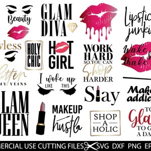 21 Pacote de maquiagem Svg, Beauty Svg, Glam Svg, Diva Svg, Svg, Glamour Svg, Makeup Quotes Svg, Fashion Svg, Girl Svg, Women Svg Cut Files