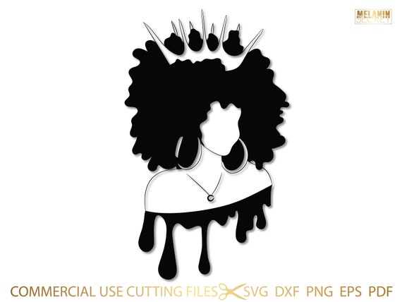 Afro Diva Drip SVG, Queen Boss, Lady, Black Woman, Crown, Drip