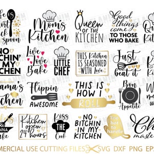 Kitchen Bunlde SVG, Kitchen Sayings Svg, Kitchen Svg, Kitchen Cut File, Chef Svg, Funny Kitchen, Baking Svg, Cooking Svg, Kitchen Quotes Svg