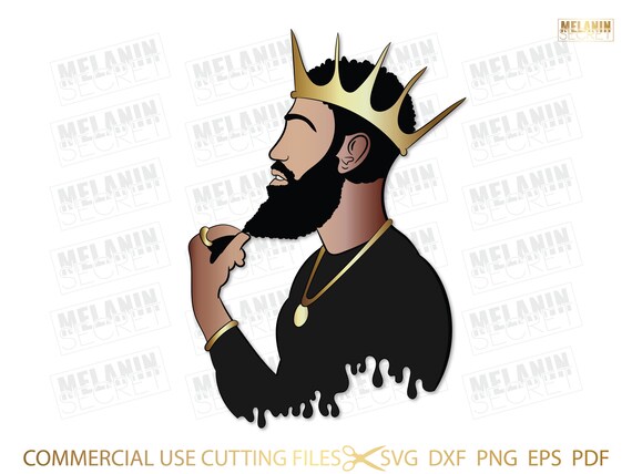Black Man Svg King With Crown SVG Black Man Crown Svg | Etsy
