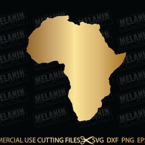 Africa Gold Map SVG, Africa Map Svg, Africa Svg, Black Svg, Afro Woman Svg, Love Africa Svg, African American Svg Cut File, Dxf, Png, Pdf