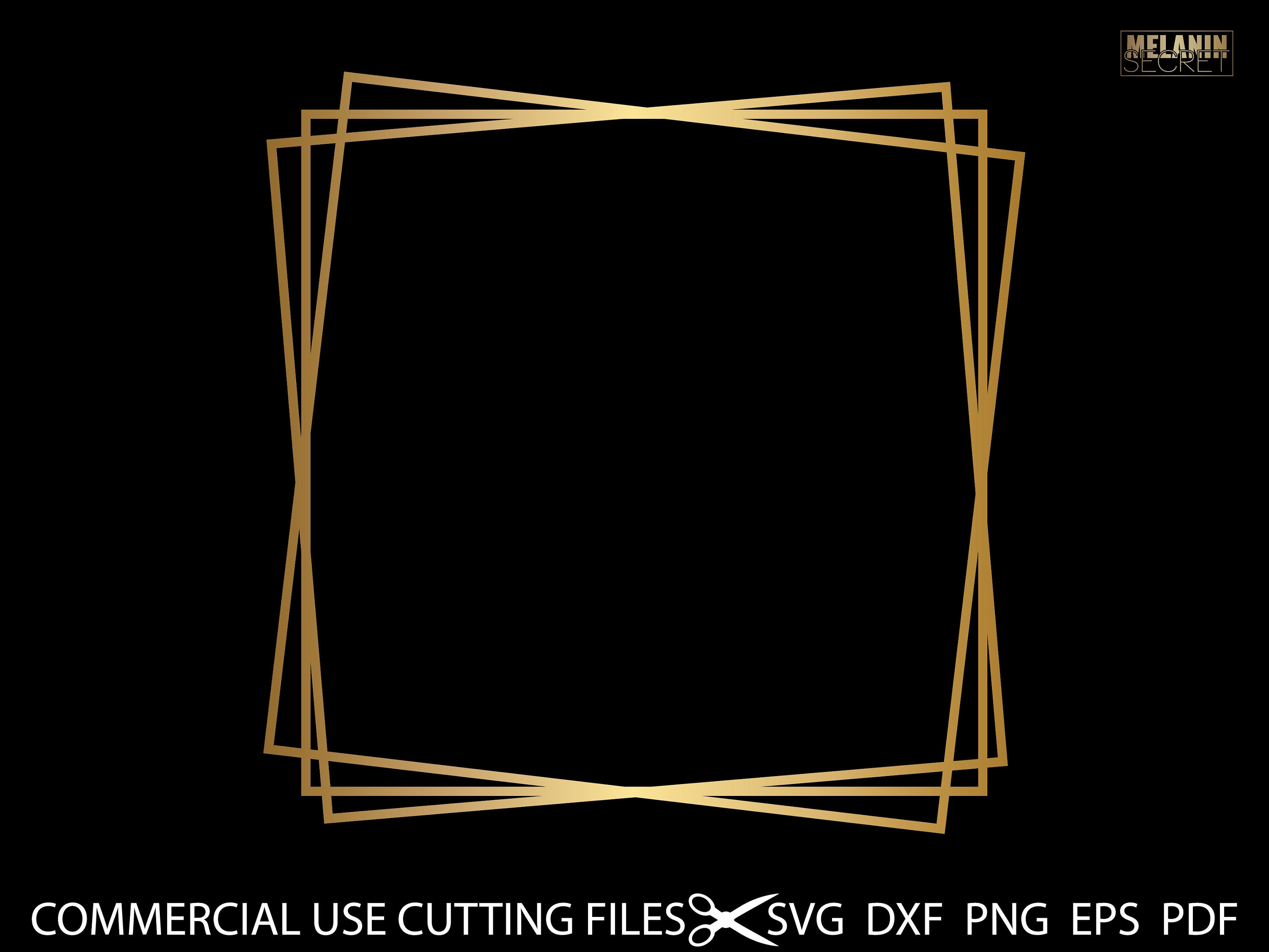Square Wreath SVG Square Frame Gold Square Monogram SVG | Etsy