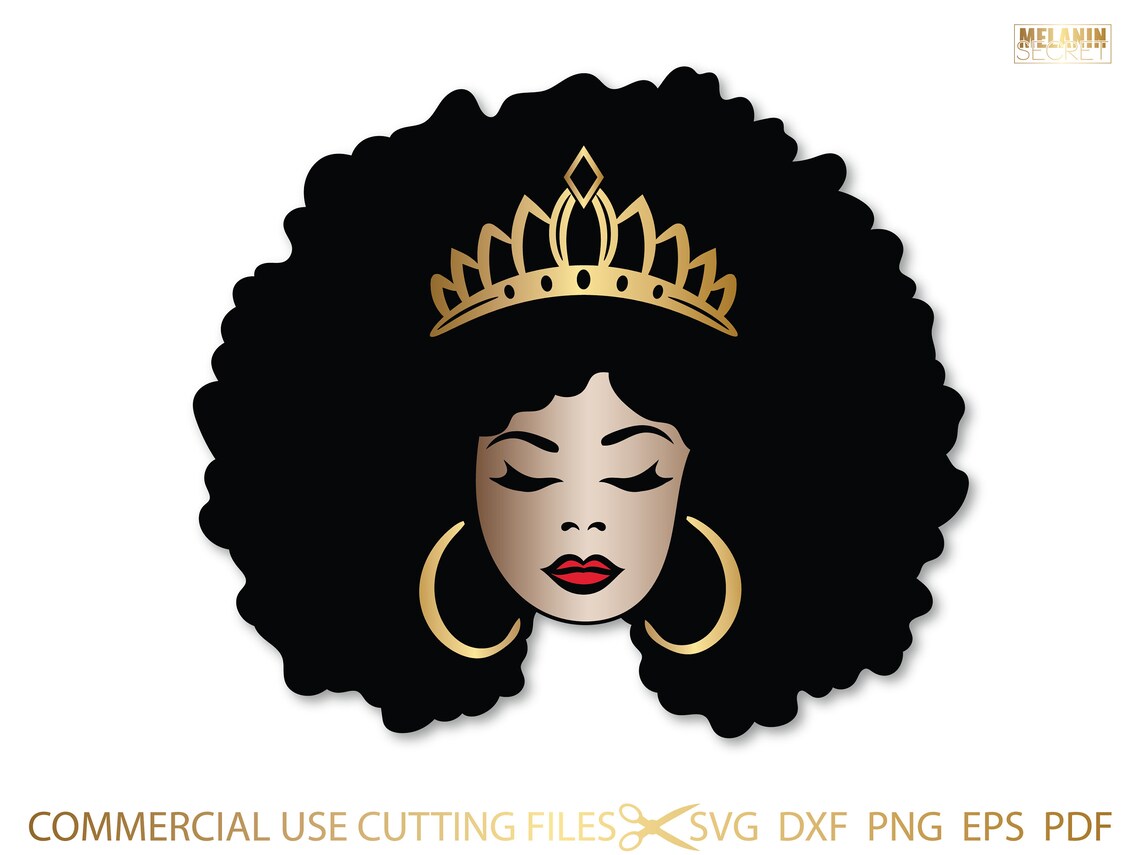 Afro Diva SVG Crown Queen Boss Lady Black Woman Glamour | Etsy