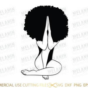 Afro Diva Praying SVG, Queen Boss, Lady, Black Woman, Glamour, Drip, Nubian, Melanin, SVG, PNG Vector Clipart Silhouette Cricut Cut Cutting