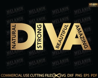 Diva SVG, Queen SVG, Dope Svg, Woman Svg, Afro Svg, Black Queen Svg, Black Woman Svg, Melanin Shirt Svg Cut File, Cricut Silhouette File