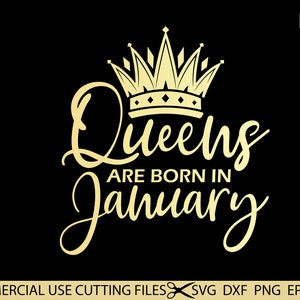 Queens Are Born In January SVG, January Queen Svg, Capricorn Svg, Aquarius Svg, Birthday Gift Svg, Queens Svg, Afro Svg Cut File Silhouette