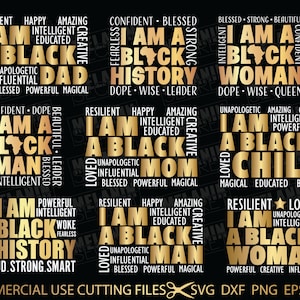 I Am Black Bundle SVG Designs, Black Child SVG, Black Woman Svg, Black Man Svg, I Am A Black Svg, Black History Month Svg, Cricut, Plotterdatei