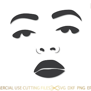 Afro Diva Face SVG, Face, Queen Boss, Lady, Black Woman, Glamour, Nubian, Melanin, SVG, PNG Vector Clipart Silhouette Cricut Cut Cutting