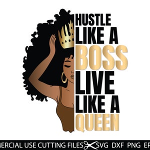 Afro Diva SVG, Diva, Queen Boss, Lady, Black Woman, Hustle, Africa, Queen, Melanin, SVG, PNG Vector Clipart Silhouette Cricut Cut Cutting