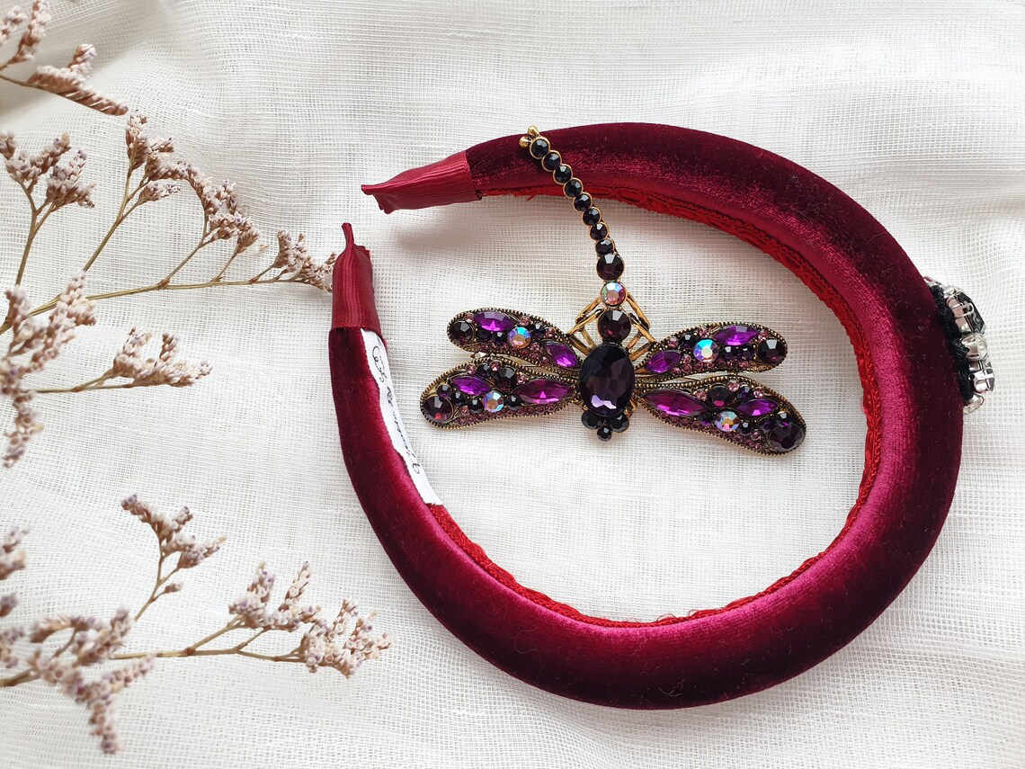 Wine red headband for ladies Velvet handmade padded headband Etsy