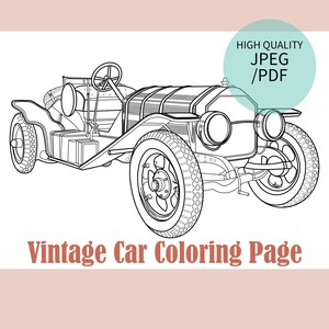 Vintage Car Coloring Page, Cars Coloring, Coloring Page for Adults, Kids, Instant Download