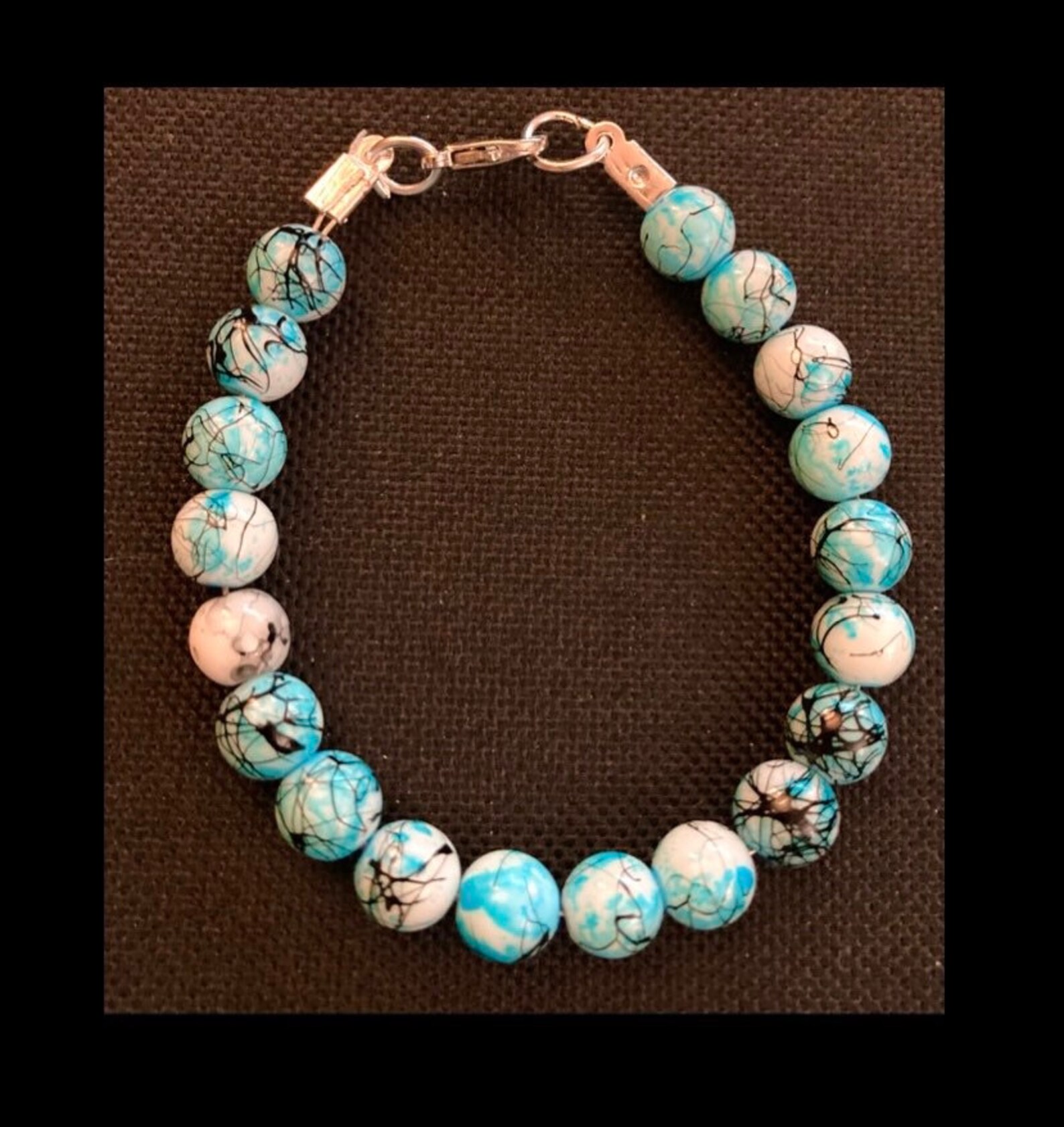 Blue marble beaded bracelet Etsy