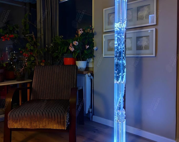 Featured listing image: Monolith Resin Floor Lamp, Custom Epoxy Standing Lamp for Bedroom, Living Room Home Decor, Wooden Handmade Lightning | Woodnotion