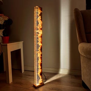Fission Resin Floor Lamp, Standing Resin  Wood Lamp, Home Decor Ambiance Floor Lamp, Handmade Solid Wood Furniture Lightning, Art Deco Lamp