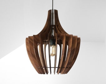 Scandinavian Wood Pendant Lamp: Handmade Modern Chandelier