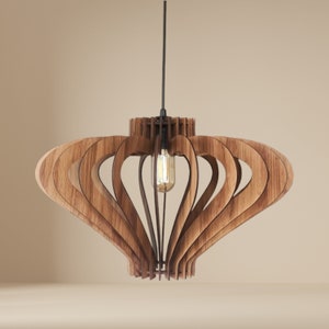 Scandinavian Style Wood Pendant Ceiling Lamp | Handmade Furniture and Decor | Custom Wooden Hanging Lamp | Modern Chandelier Lighting