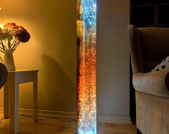 Monolith Resin Wood Floor Lamp: Handmade LED Accent Lighting
