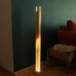 Modern Resin Floor Lamp, Handmade Wooden Decoration, Contemporary floor lamps for living room,  Art Deco Home, Standing Wooden Floor Lamp