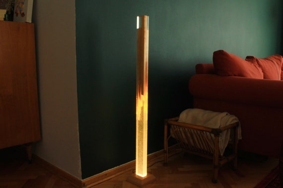 Modern Resin Floor Lamp Handmade Wooden Decoration Contemporary