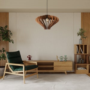 Scandinavian Style Wood Pendant Ceiling Lamp | Handmade Furniture and Decor | Custom Wooden Hanging Lamp | Modern Chandelier Lighting