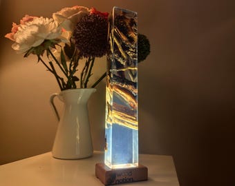 Lava Branch Resin Lamp: Tall Handmade Wooden Night Light