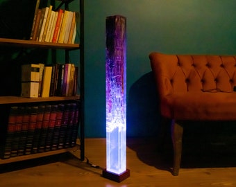 Exotic Resin Floor Lamp: Unique Wood Standing Ambiance Light
