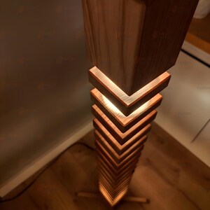 Echelon Wooden Floor Lamp, Standing Wood Modern Lamp, Rustic Ambiance Floor Lamp, Modern Handmade Wooden Furniture Home Decor