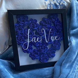 Beautiful Blue Heart-Shaped Rose Shadowbox- Perfect for Her, Valentine&#39;s Day, Girl Birthdays, Christmas, Gifts, Graduation, Anniversary
