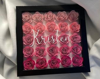 8x8 Ombré Rose Shadowbox- Perfect for Birthdays, Valentine's Day, Mother's Day, Christmas, Graduation, Anniversary