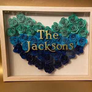 11x14 Beach Themed Heart-Shaped Rose Shadowbox- Perfect for Wedding, Valentine&#39;s Day, Girl Birthdays, Christmas, Graduation, Anniversary
