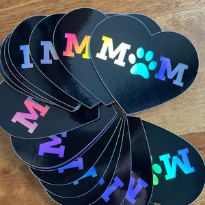Holographic Herz Hund Mama Aufkleber