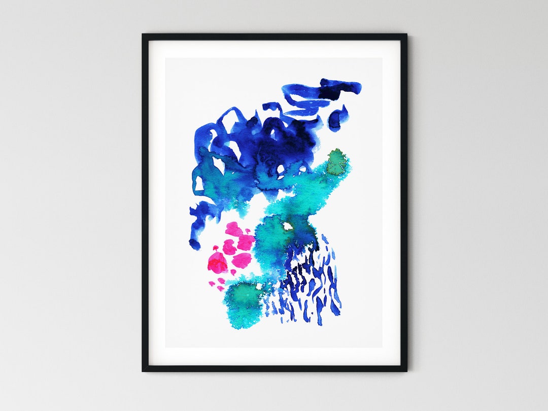 Blue and Pink Abstract Art Print Watercolor Abstract Poster Abstract