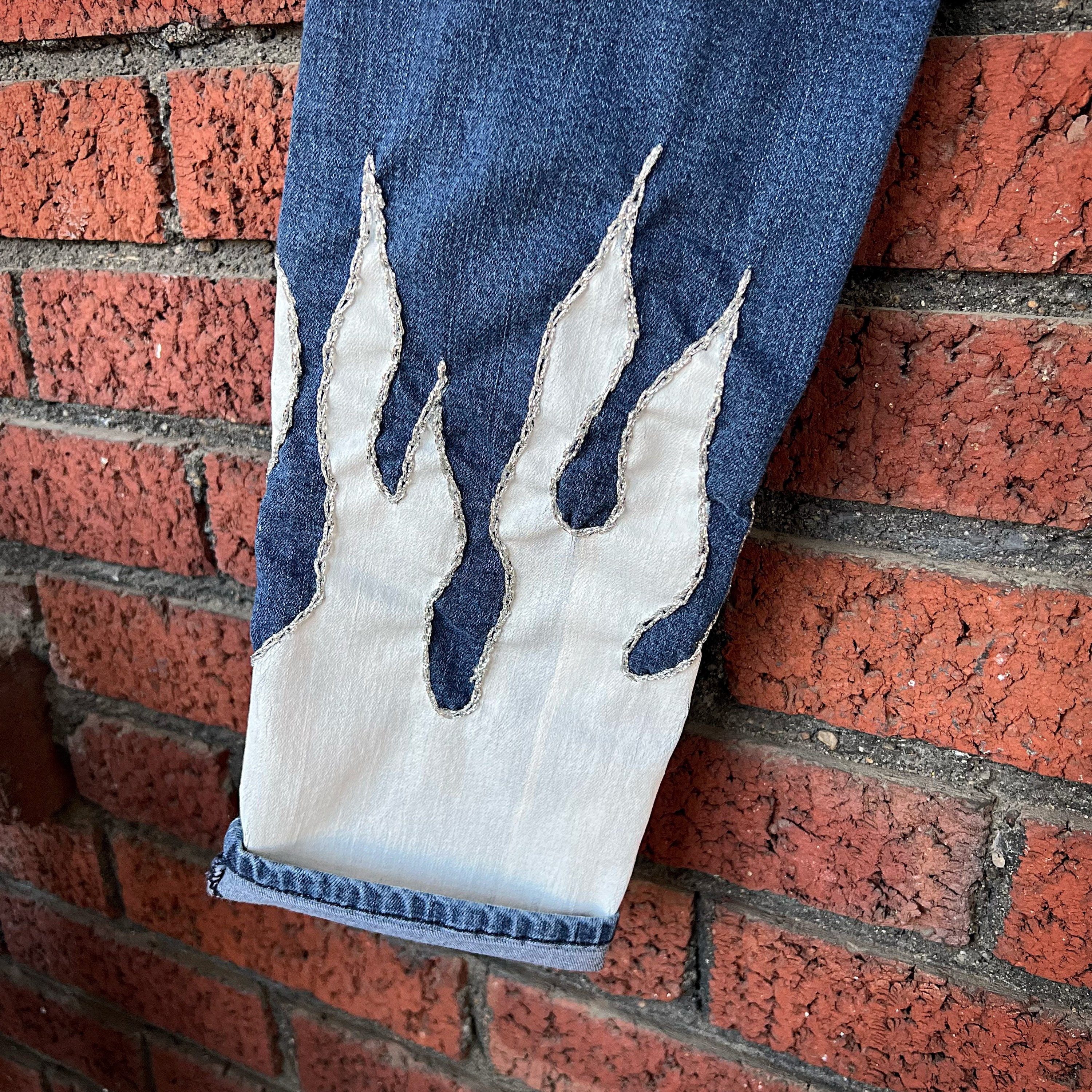 Flame Denim Jeans   Etsy