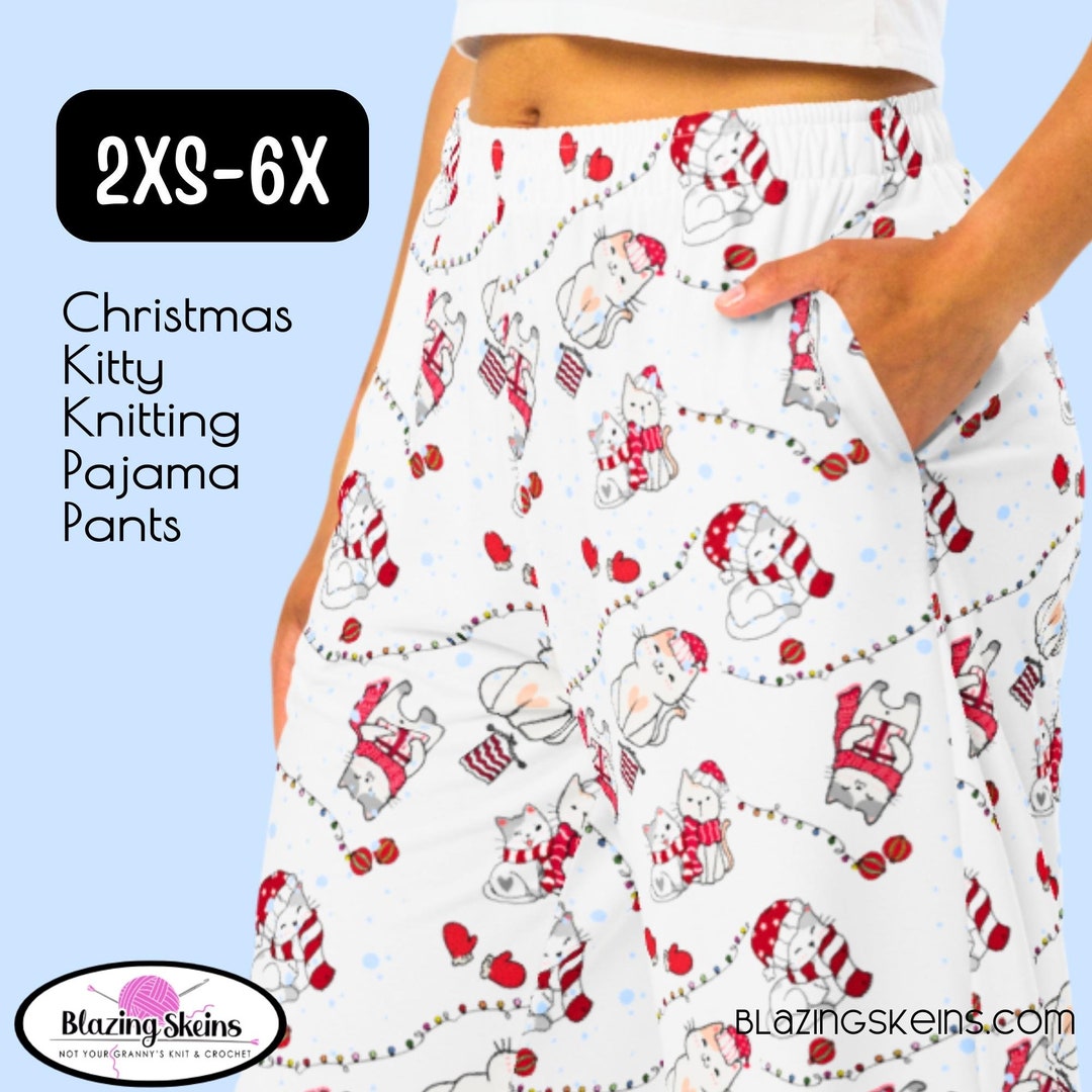 Christmas Cat Pajama Pants Xmas PJ Bottom Gift for Kitty Etsy