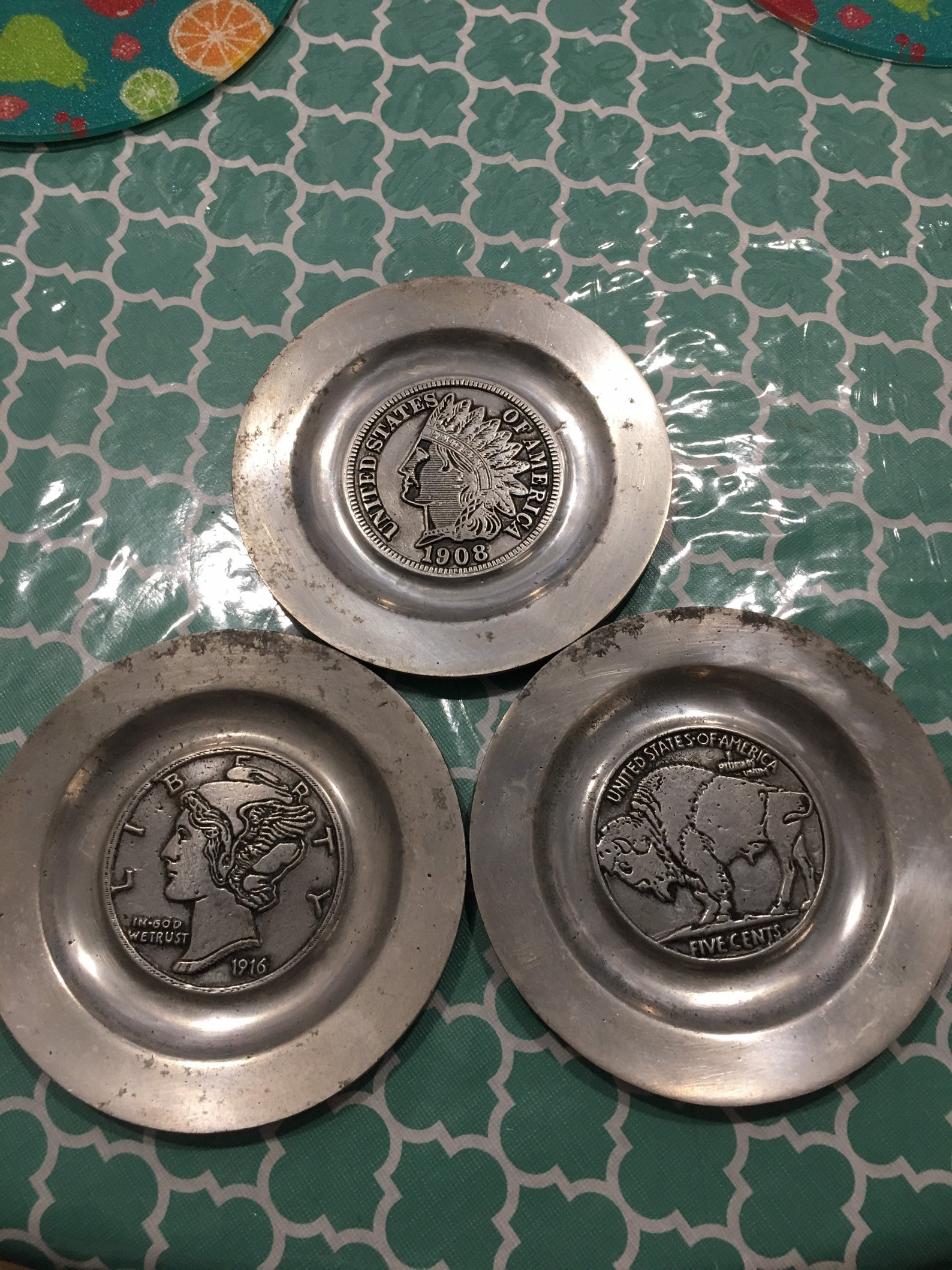 Pewter United States Coin Plates Set of 3 Etsy