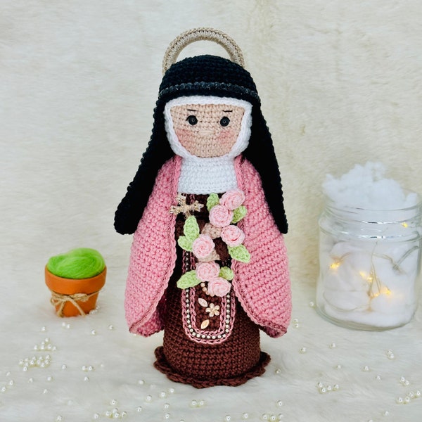 Saint Therese of the Roses - Crochet doll - Amigurumi - Handcrafted art