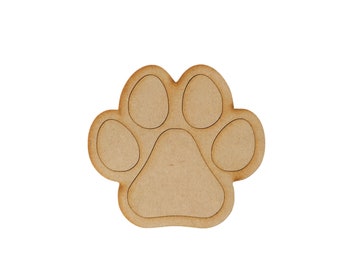 068 Wooden Engraved Paw Prints MDF Craft Shapes, Blank, Scrapbook, Decoration Embellishments.
