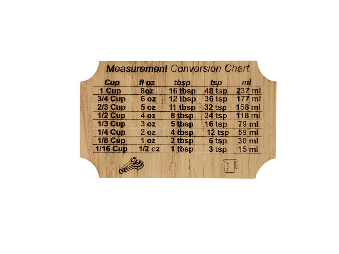 Wooden Measurement Conversion Chart, Cooking & Baking, Ideal Gift ...