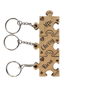 Wooden Keyring Personalised Puzzle,Friendship Jigsaw Gift Best Friends, Besties Keyrings.