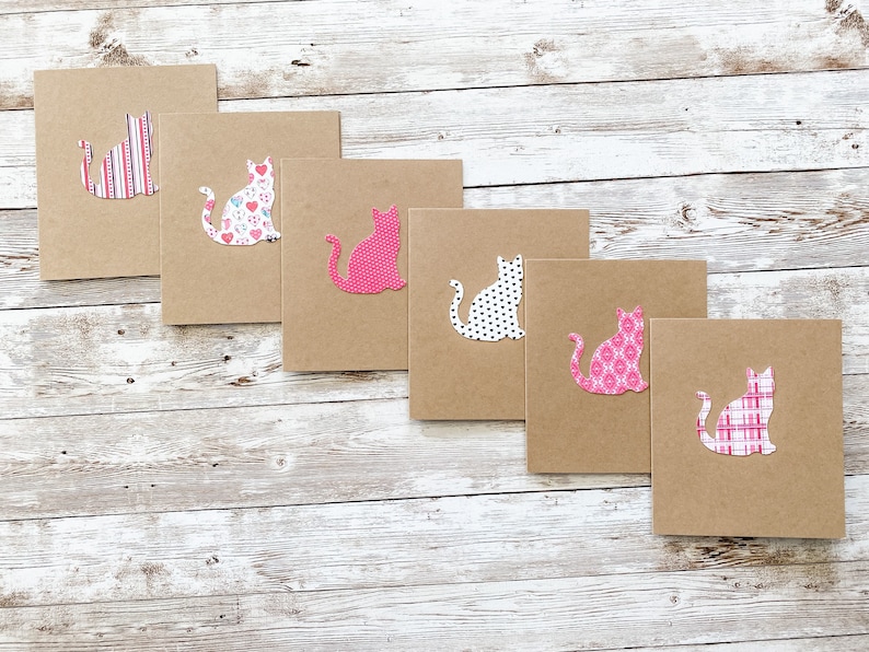 Cat Note Card Set Cat Thank You Cat Cards Blank Cat Greeting Cards Cat Card Set Cat Stationery Handmade Cards 6 ct.
