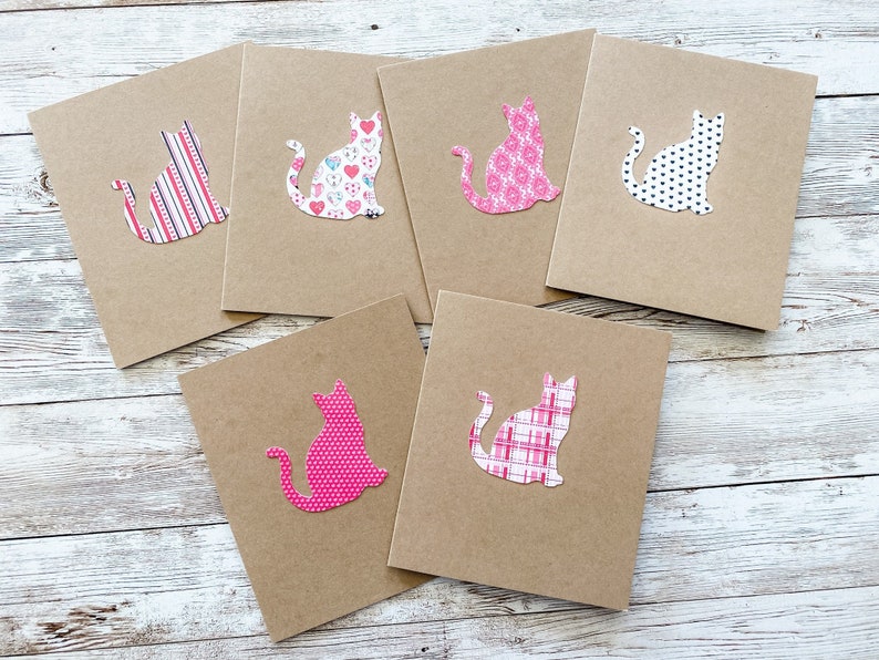 Cat Note Card Set Cat Thank You Cat Cards Blank Cat Greeting Cards Cat Card Set Cat Stationery Handmade Cards 6 ct.