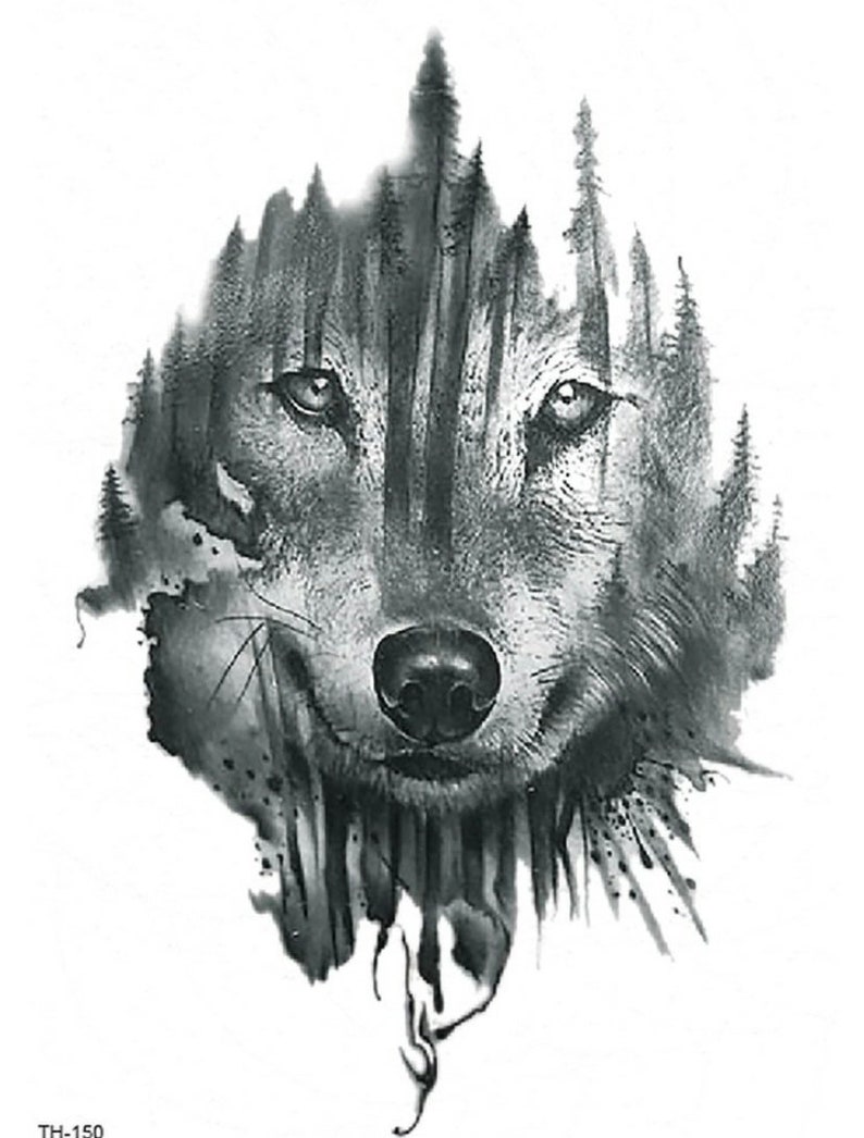 Wolf Temporary Tattoo Watercolor Tattoo Tattoos for Epoxy - Etsy