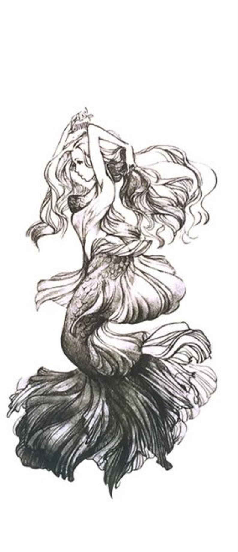 Mermaid Temporary Tattoo Tattoo for Tumblers Pretty Tattoo Etsy