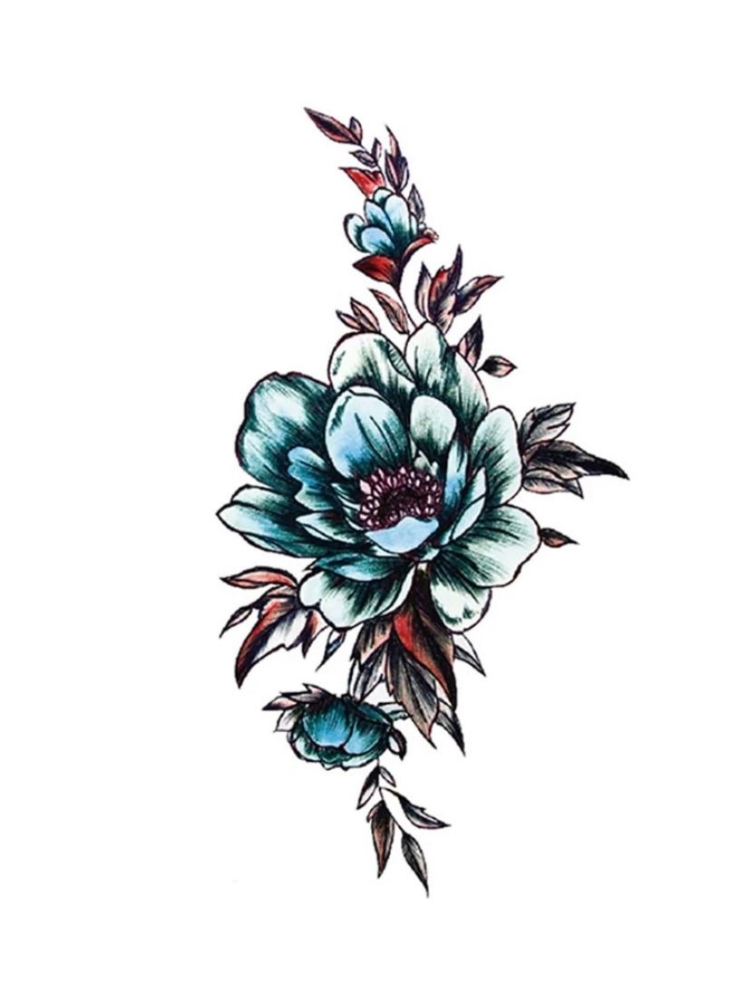 Sheet of temporary tattoos. Flower floral Etsy