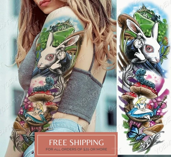 Alice In Wonderland Sleeve Tattoos