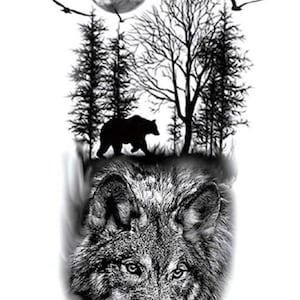 Wolf Temporary Tattoo, Watercolor Tattoo, Tattoos for Epoxy Tumblers ...
