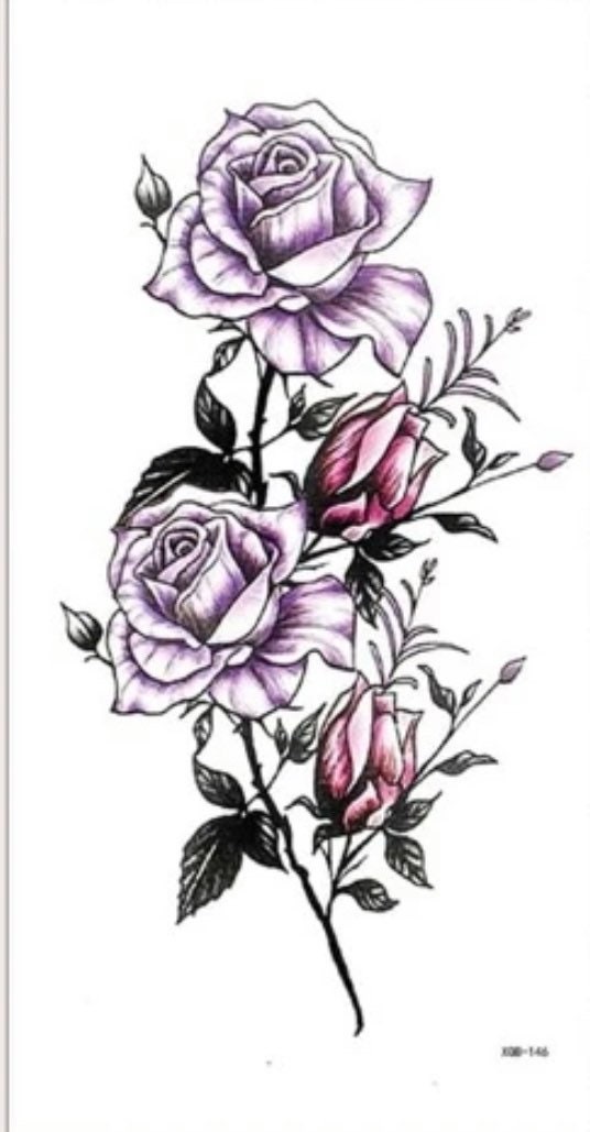 Sheet of temporary tattoos. Flower floral Etsy